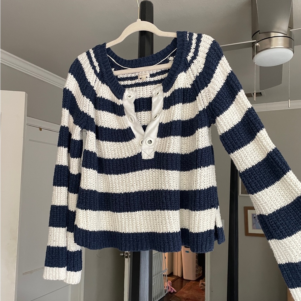 Navy and White Pilcro (Anthropologie) Striped Sweater